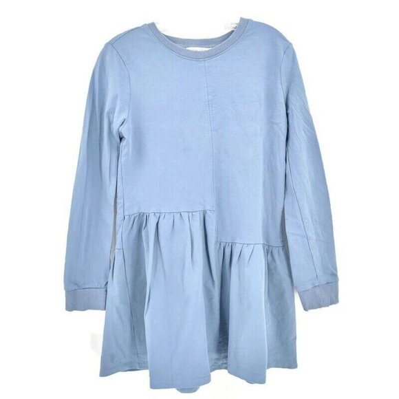 English Factory Dresses & Skirts - English Factory Sz S Knit Mini Dress Sweatshirt Unbalanced Seam Ruffle Blue Casu